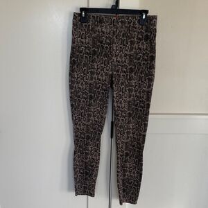 SPANX Jean-ish Ankle Leggings Snakeskin Print Taupe Black Slim Stretch Size L